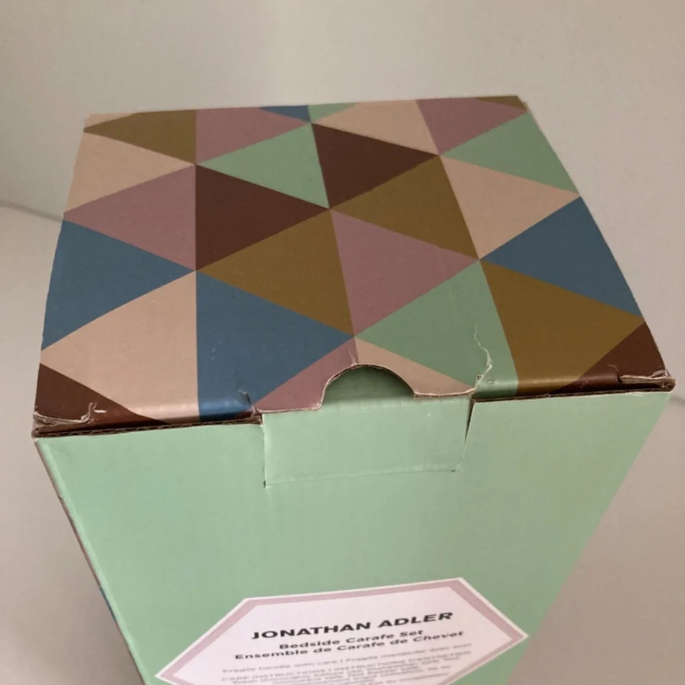 Jonathan Adler BIBA Bedside Carafe & Glass Turquoise Blue 25oz NEW Open Box